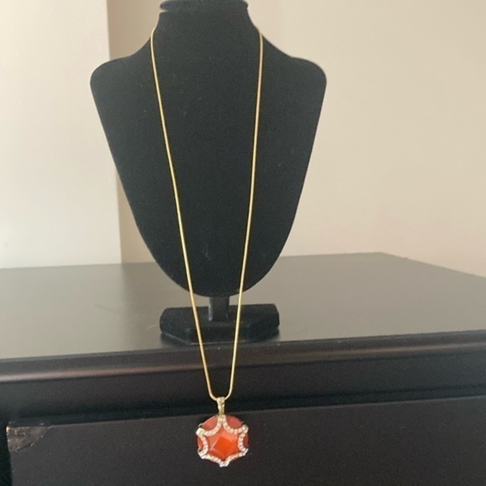 Macy's Orange Pendant Necklace with Gold Chain